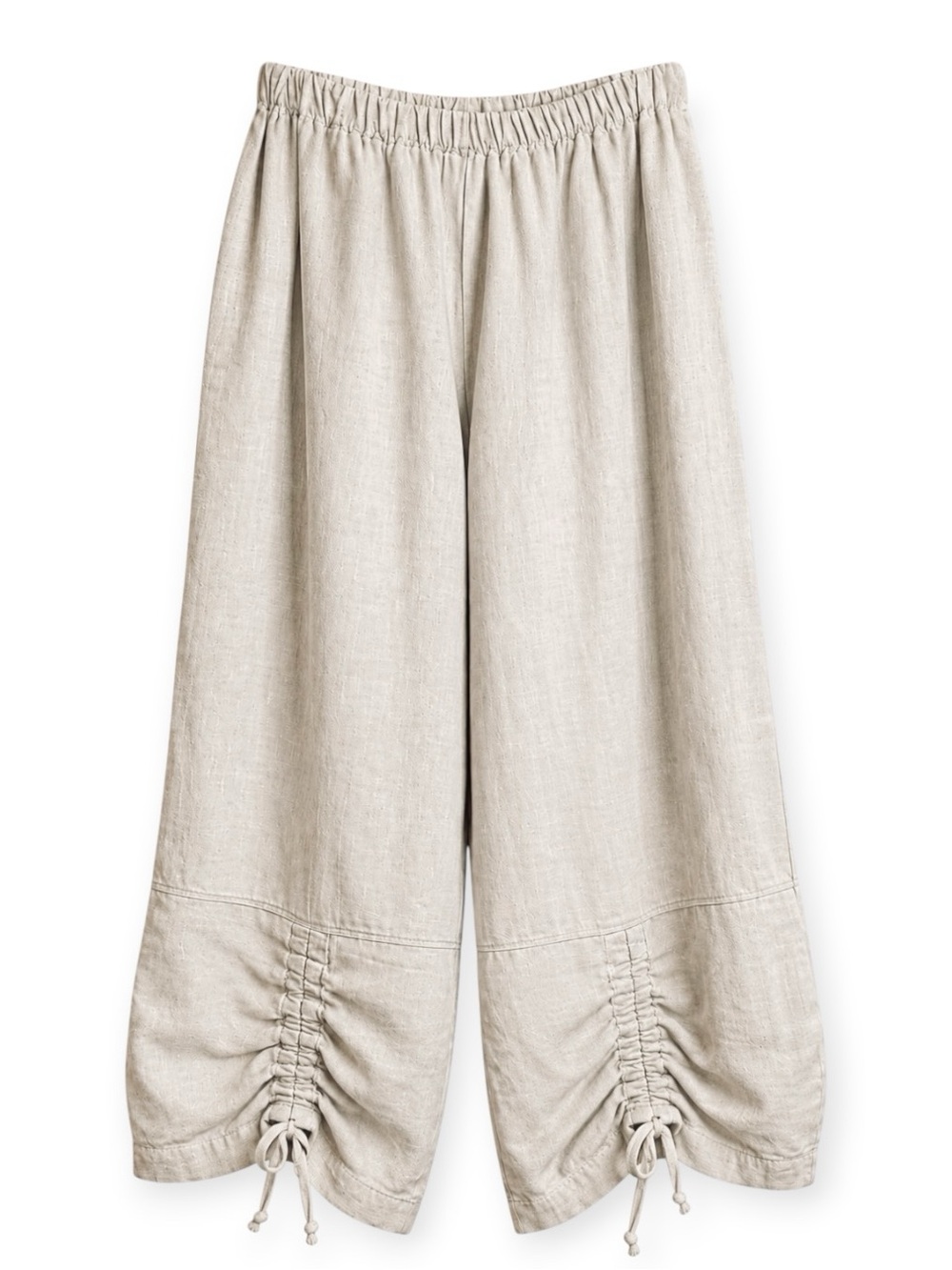 Bryn Walker Linen Adjustable Ruch Wide Leg Eglantine High Rise Tan Neutral Pants